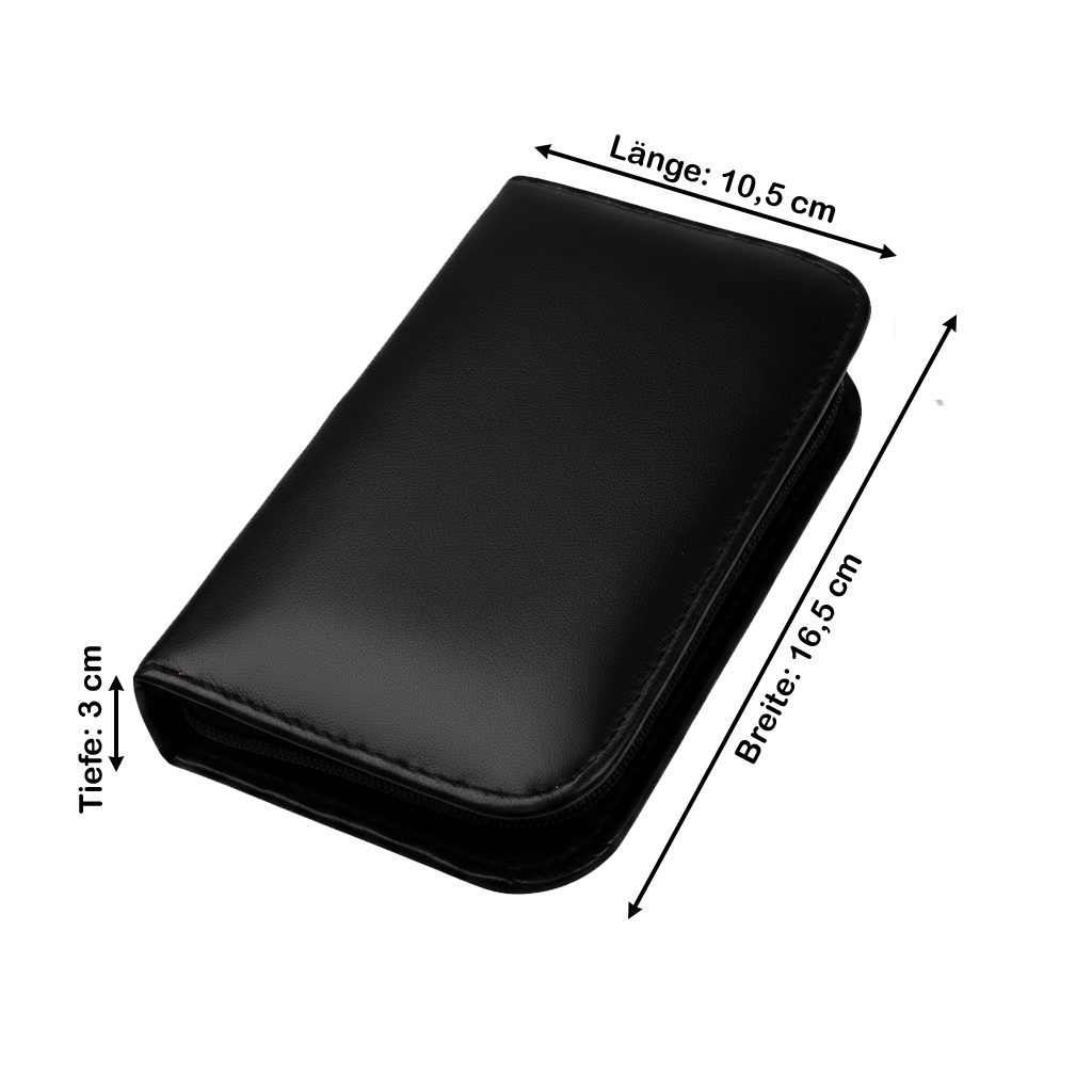 maniküre aufbewahrung Maniküre-Etui leer Kunstleder Schwarz – Universelle Aufbewahrungstasche mit Reißverschluss für Nagelpflege & Beauty-Instrumente (5 Fächer)